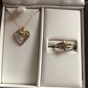 10k Gold Heart Necklace and Ring